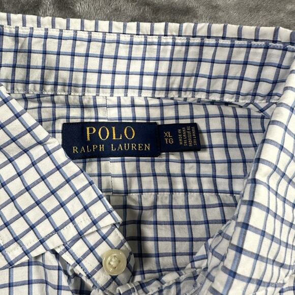 Polo Ralph Lauren Shirt Mens XL White/Blue Check Pattern Button Down Preppy - Picture 3 of 9